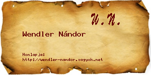 Wendler Nándor névjegykártya